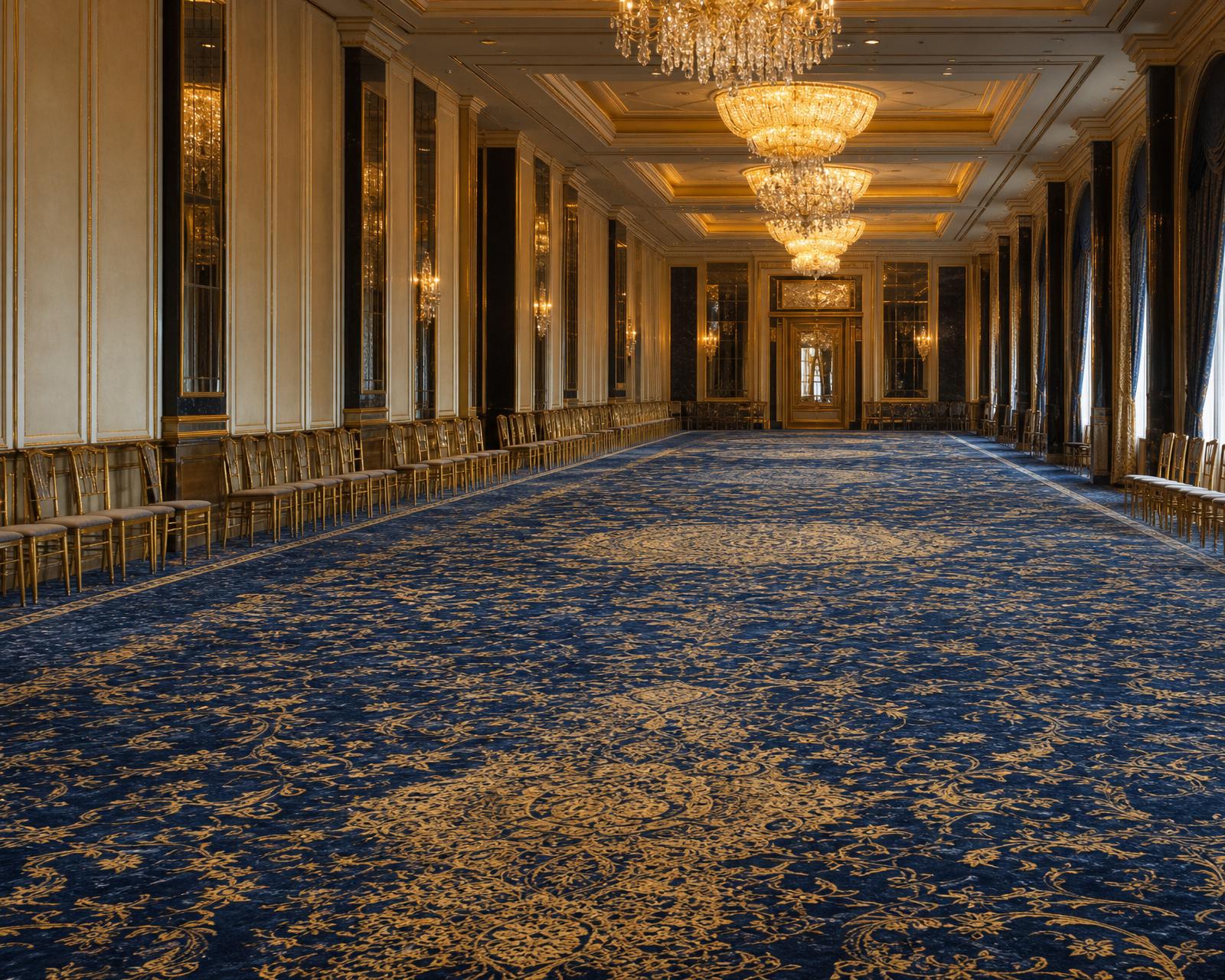 Marble and wood flooring in a lobby
