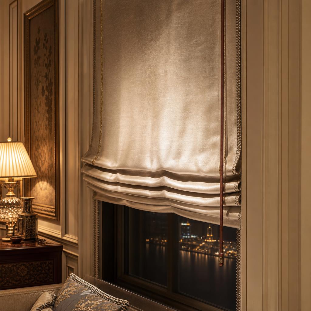 Motorised blinds in a hotel suite